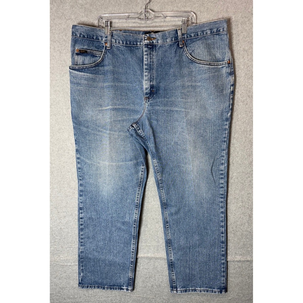 Lee Jeans Men's 44 X 30 Blue Denim 100% Cotton Regular Fit Straight Leg Zip Fly